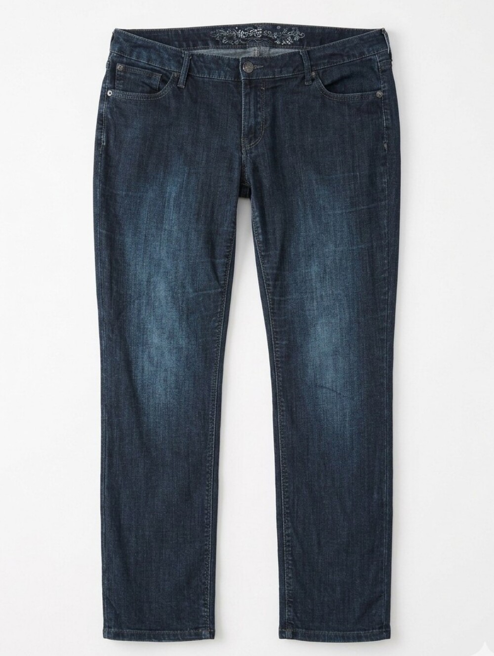 EXPRESS Dark Wash Straight Leg Jeans Mid Rise Blue Denim SIZE 14